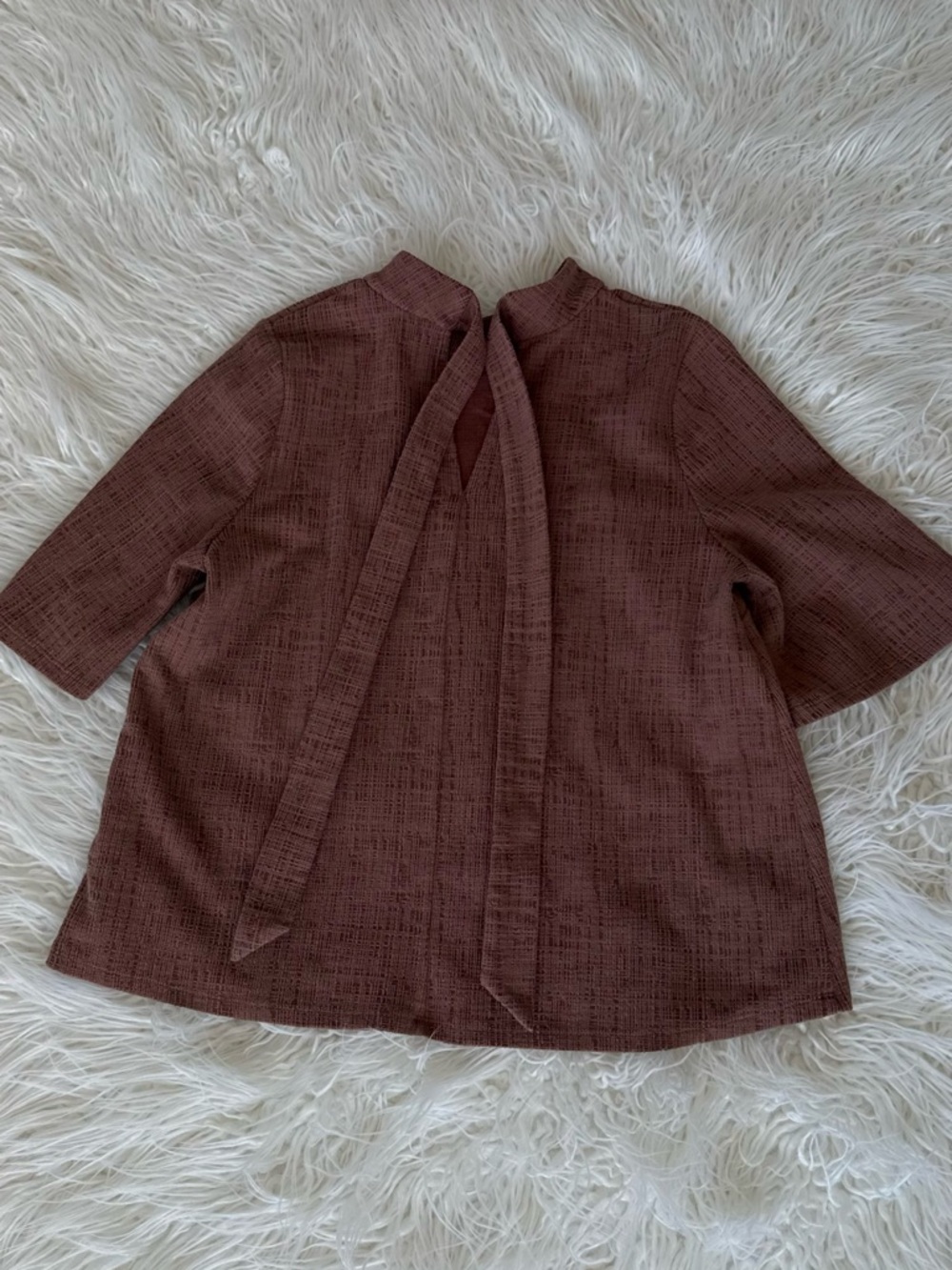 Current Air Los Angeles Mauve-Brown Textured Tie-Back Top
